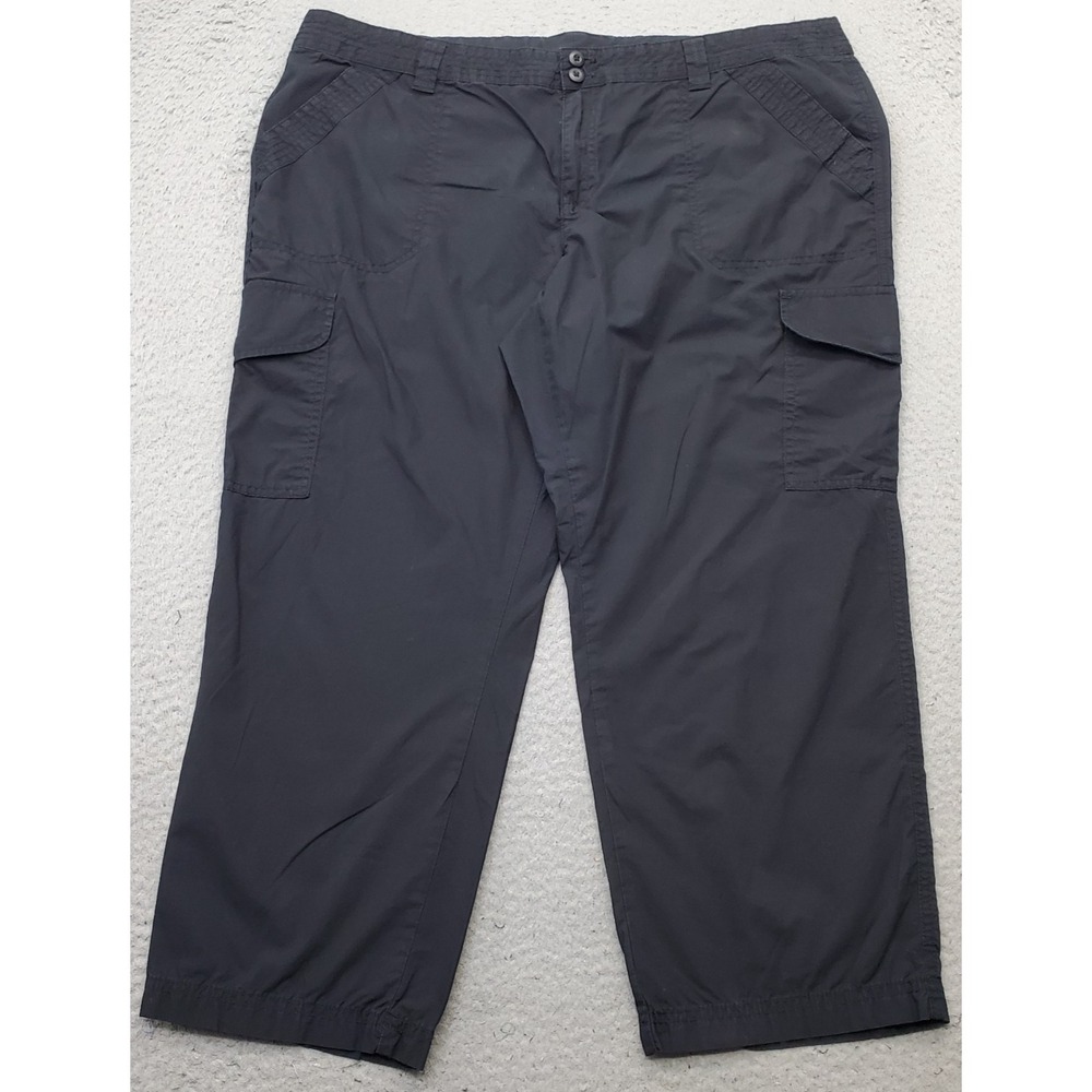London Jean Cargo Pants Womens 16 Black Utility Pocket Dual Button Workwear